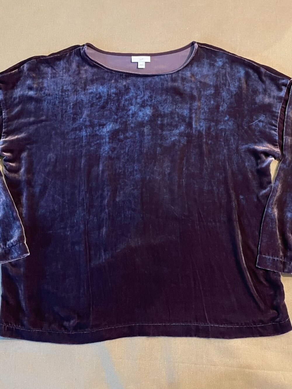 J Jill Purple Velvet Silk Top Sz L Oversized Witchy Whimsigoth Fairygrunge